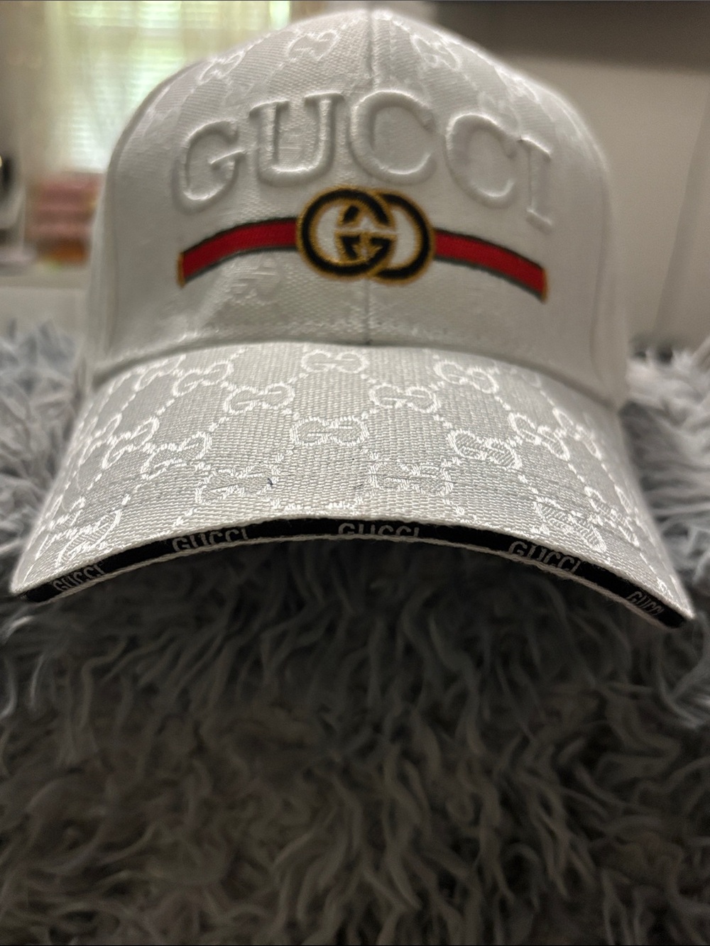 Unisex Gucci White Monogram Hat
